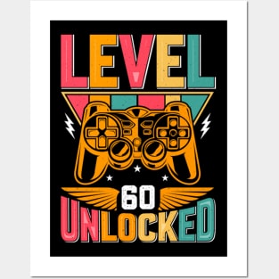 Level 60 Unlocked Awesome Since 1963 Funny Gamer Birthday Posters and Art